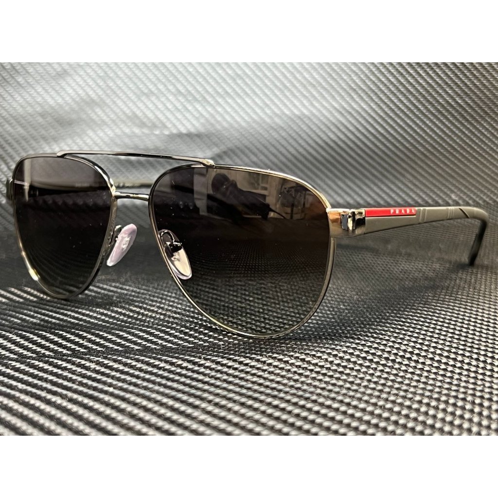 Prada Gunmetal Pilot Men 61mm Sunglasses